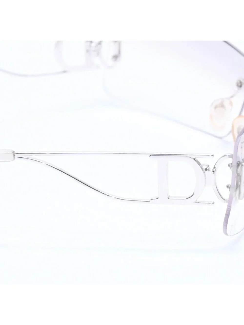 Dior Miss Ella Rimless Sunglasses Shield Gray Silver Eyewear